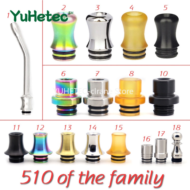 510 drip tip punta a goccia PEI in acciaio inossidabile per atomizzatore RDA RTA come VapeFly Holic MTL RDA/Galaxies MTL/Kayfun Lite 2019 MTL RTA