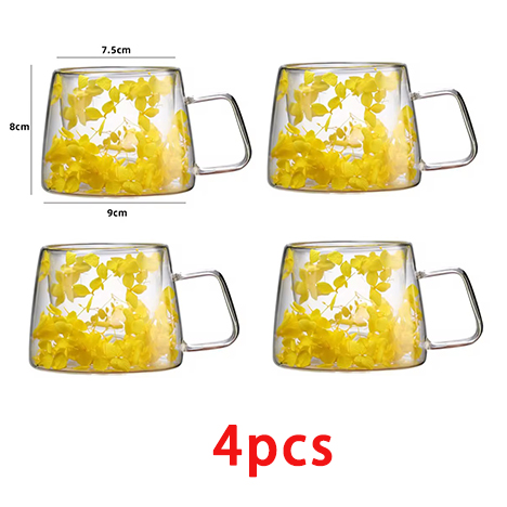YWDL 1/2/4pcs Double Wall Coffee Mug Heat-resistant Espresso Cup Clear Glass Cup For Cappuccino Tea Water Drinkware: Burgundy