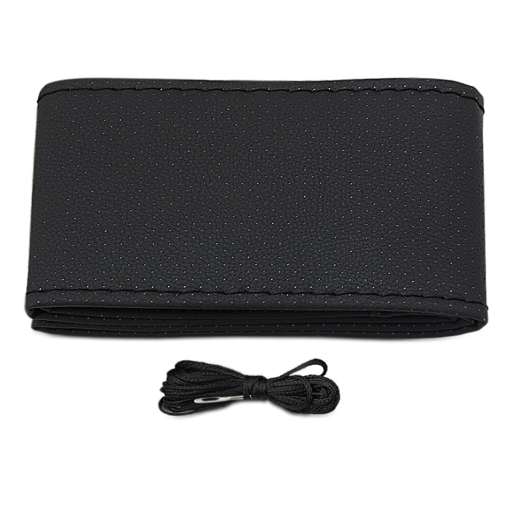 Fundas de cuero para volante DIY para Hyundai Solaris Accent I30 IX35 tufson Elantra Santa Fe Getz I20 Sonata 8: Black