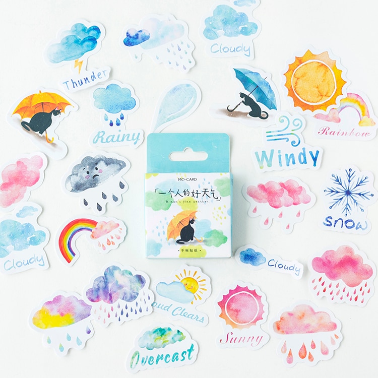 45 Pcs/box Weather Forecast Decorative Sticker Set Diary Album Label Sticker Diy Scrapbooking Stationery Stickers