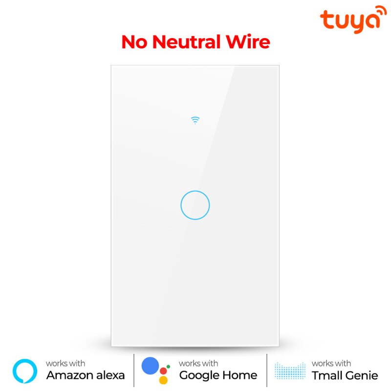 1/2/3 -fach tuya wlan-smart-touch-schalter für hausbeleuchtung, wandtaster, 120*72mm stück, kompatibel mit alexa und google home assistant, us-standard: Weiß 1 gang