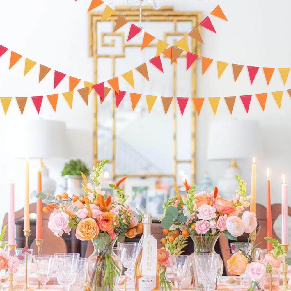 Banderín con temática de arcoíris para , banderines de papel coloridos para de feliz cumpleaños, guirnaldas de boda, decoraciones de barra de dulces: Red Orange
