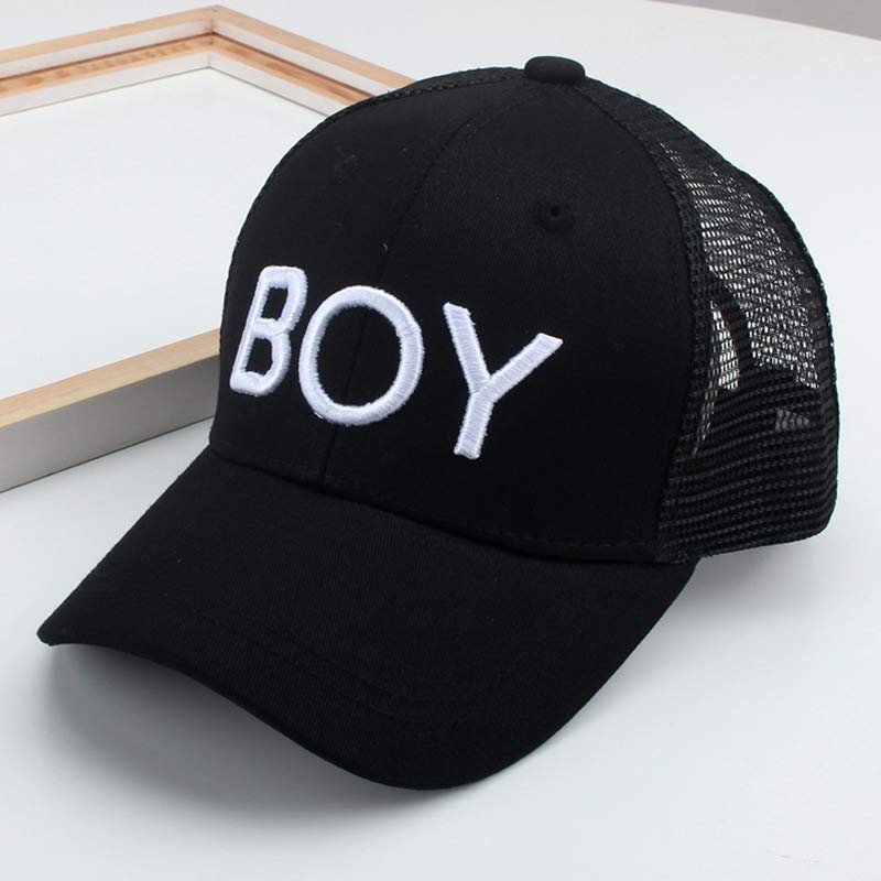 2-8 Jaar Kinderen Jongen Baseball Cap Meisjes Mesh Trucker Snapback Hoed Zwart 3D Brief Geel Wit Blauw Rood