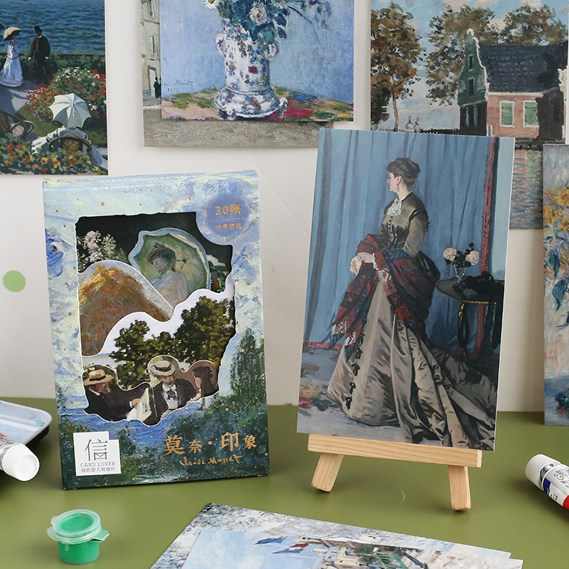 30 Stks/set Monet Impression Europese Olieverf Postcard Diy Wenskaarten Journal Decoratie