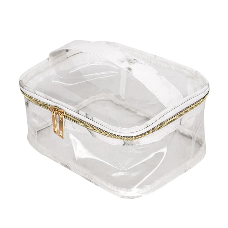 Marble Transparent Bag, Stylish Waterproof Makeup Case,Durable Large Zipper Opening Lipstick Toiletry Tote Suitcase Bea: Default Title