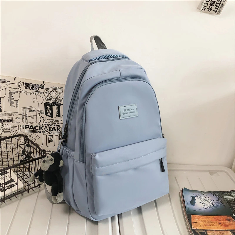 Mochila de Color liso para mujer, bolso de libros universitario con múltiples bolsillos, mochilas informales para ordenador portátil, mochila escolar para hombres y adolescentes, mochilas escolares para niñas: Gris