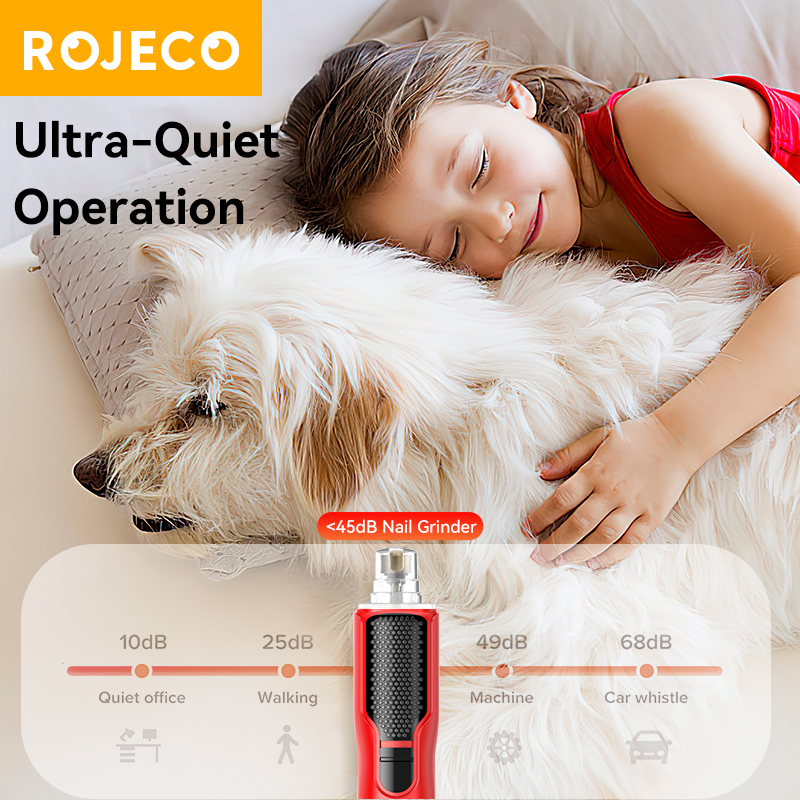 ROJECO-amoladora de uñas eléctrica para mascotas, cortaúñas recargable para perros y gatos, luz LED, garra para mascotas, accesorios para el cuidado de uñas