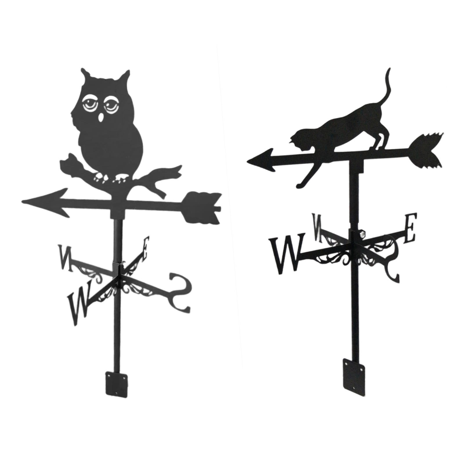 Iron Art Roof Weather Vane with Animal Silhouette Statue Decorative Farm Scene Stake Weathervane Outdoor Decor