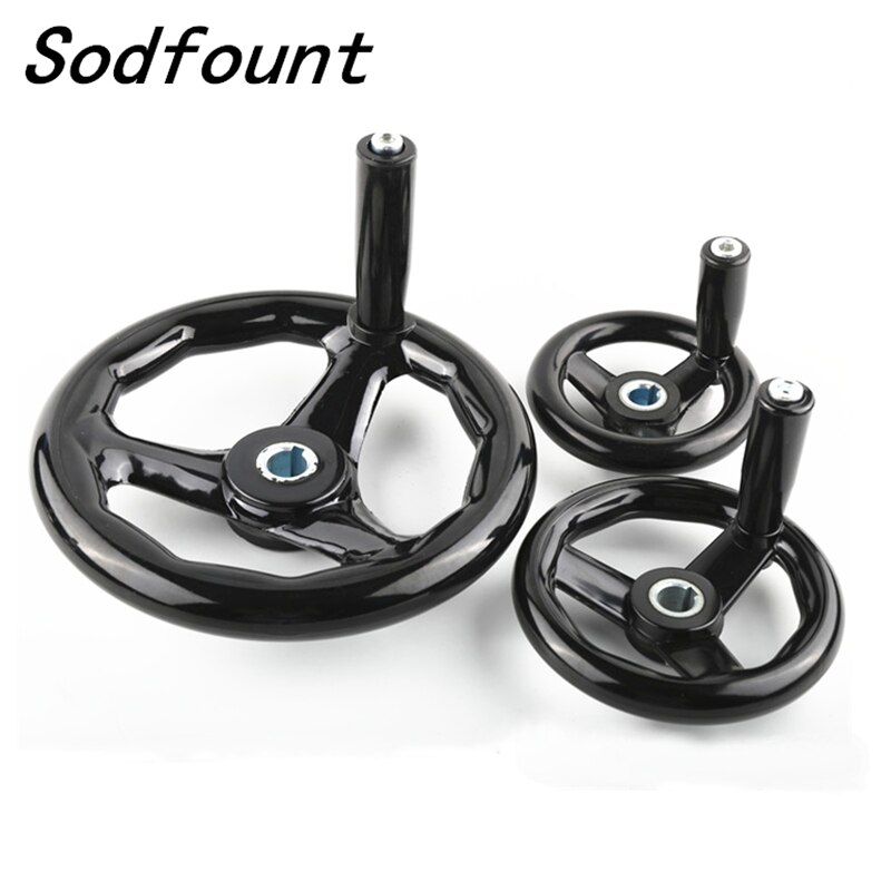 Fraiseuse CNC noire, tour d&#39;imprimante 3D, roue à main ronde en bakélite 100 125 160 200, Machine-outil pour TV4 TV6 1 pièces
