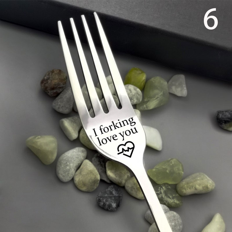 1pcs Cake Fruit Lettering-fork For Husband Wife And Family Stainless I Forking Love You Steel Kitchen Tool: N6