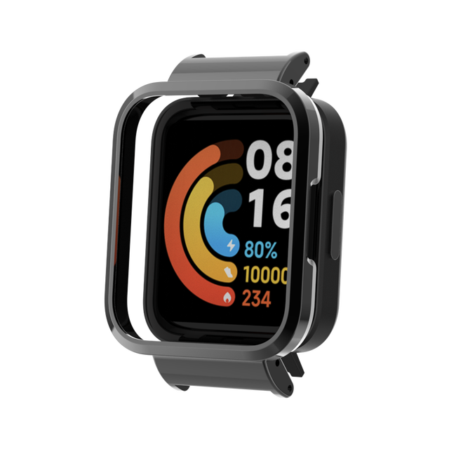 Coque de protection antichoc en acier inoxydable, pour Xiaomi Redmi Watch 2 Lite, cadre métallique: black / Redmi Watch 2