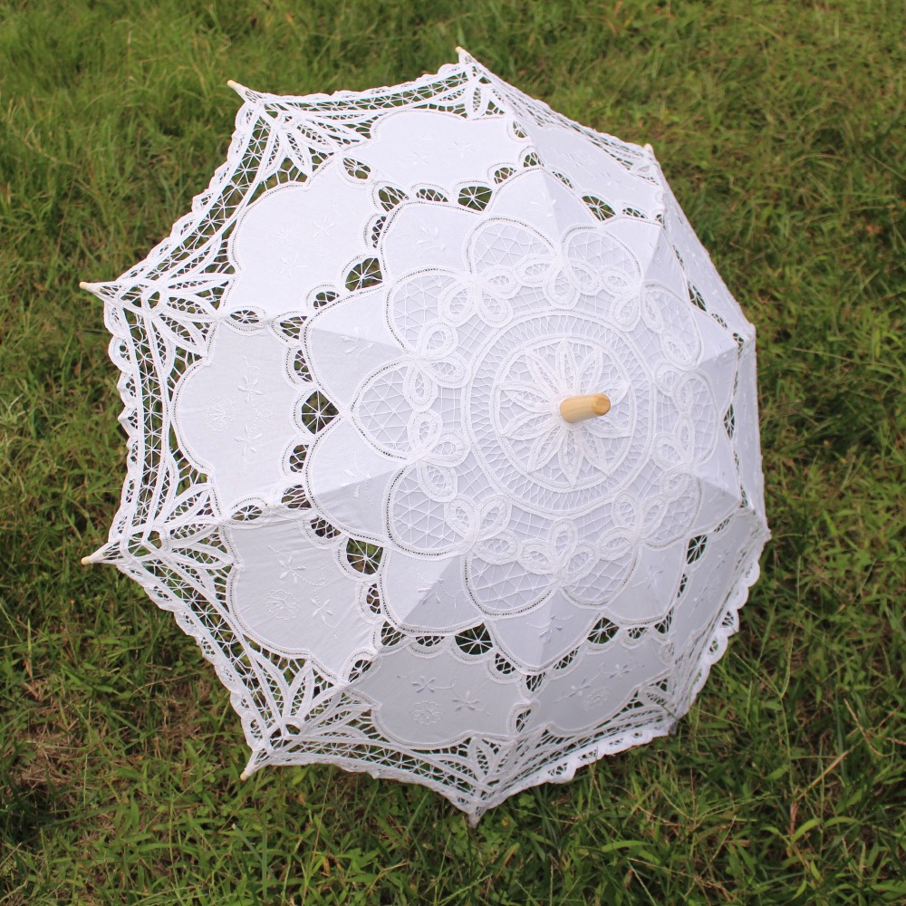 Yo Cho Bruid Bruiloft Paraplu Katoenen Parasol Lace Umbrella Handgemaakte Borduurwerk Beaching Wedding Photo Prop Decoratie