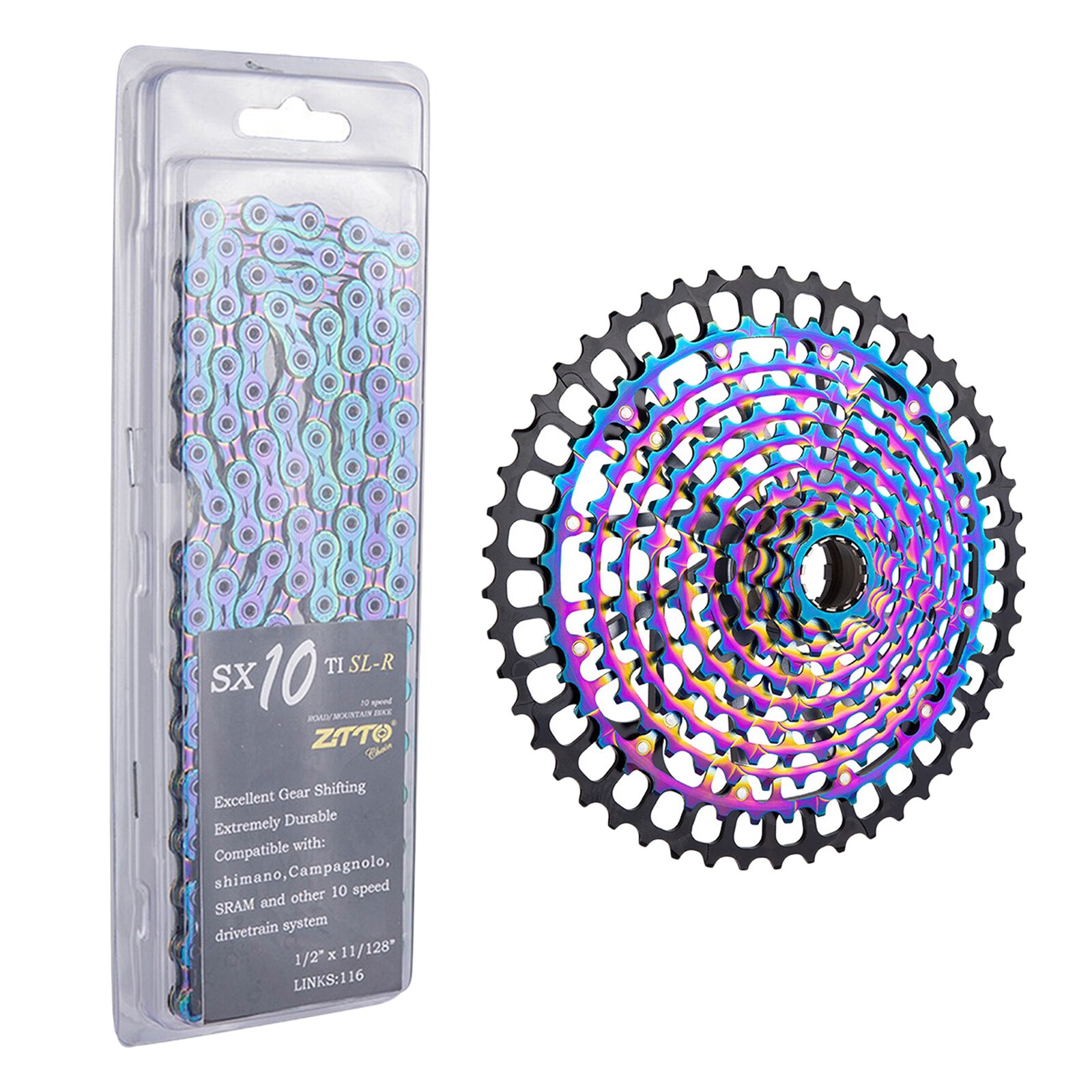 Bike Chain Universal Folding Bicycle 1/2''x11/128'' Chains Fits Shimano: 10S Full Hollow