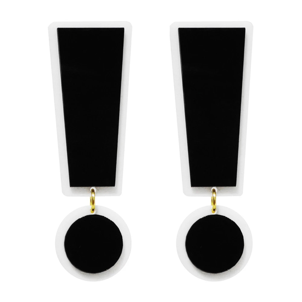 Symbool Uitroepteken Earring Voor Vrouwen Super Grote Grote Zwart Wit Acryl Mode Trendy Sieraden Hyperbole Accessoires