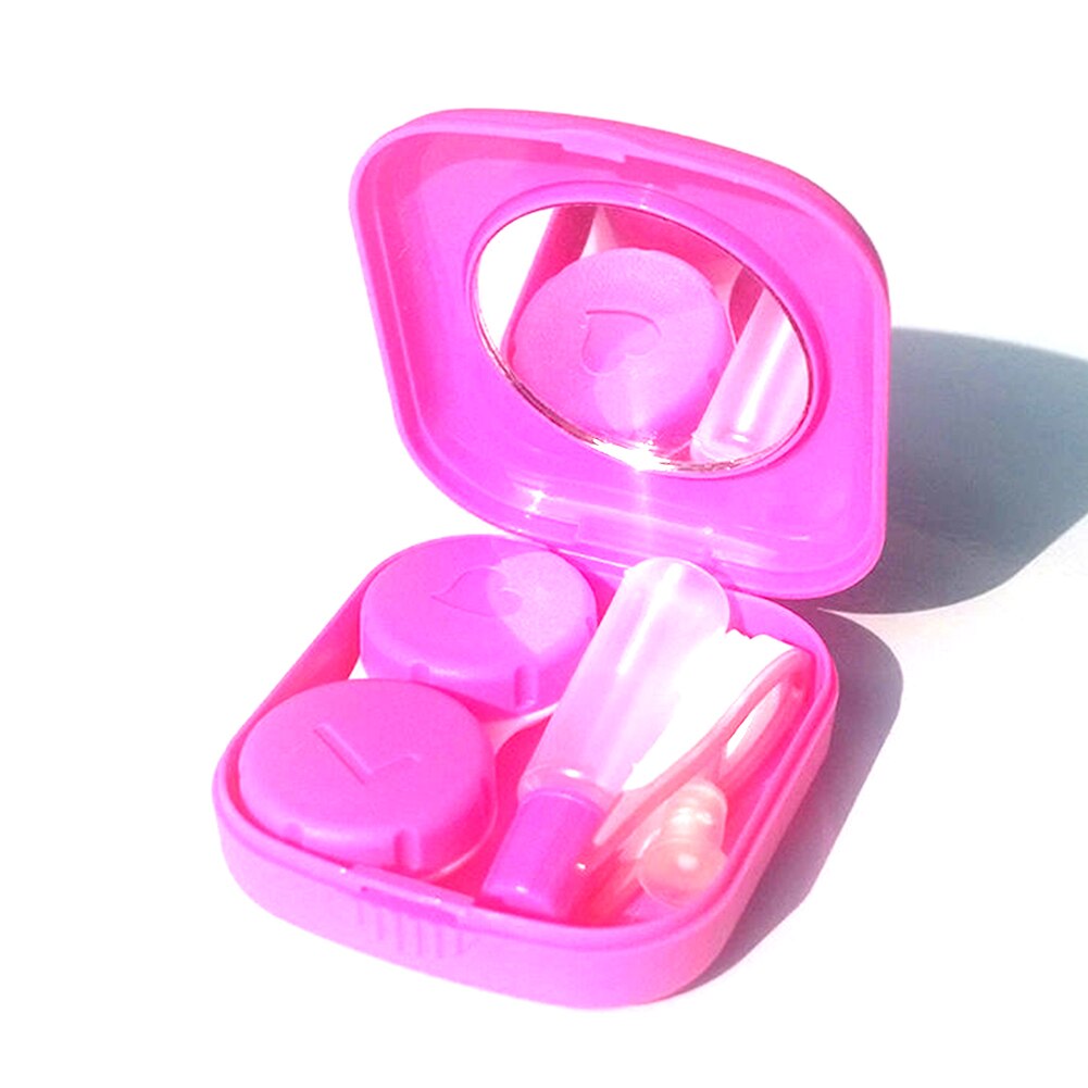 Portable Mini Lens Box Set with Box Tweezers Stick Liquid Bottle Screw-top Lens Case Eyewear Accessories~: rose