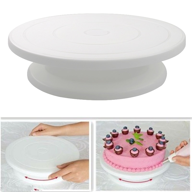 7 Stks/set 10 Inch Plastic Taart Draaitafel Diy Gebak Bakken Hulpmiddel Cake Stand Cake Turntable Roterende Cake Decorating Bakken tool