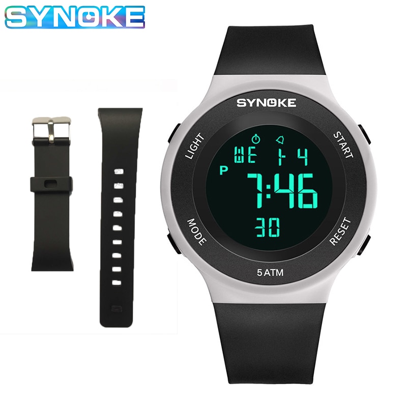 Synoke Sport Horloge Voor Mannen 5Bar Waterdichte Digitale Horloge Mens Elektronische Klok Horloges Alarm Met Band Relogio Masculino