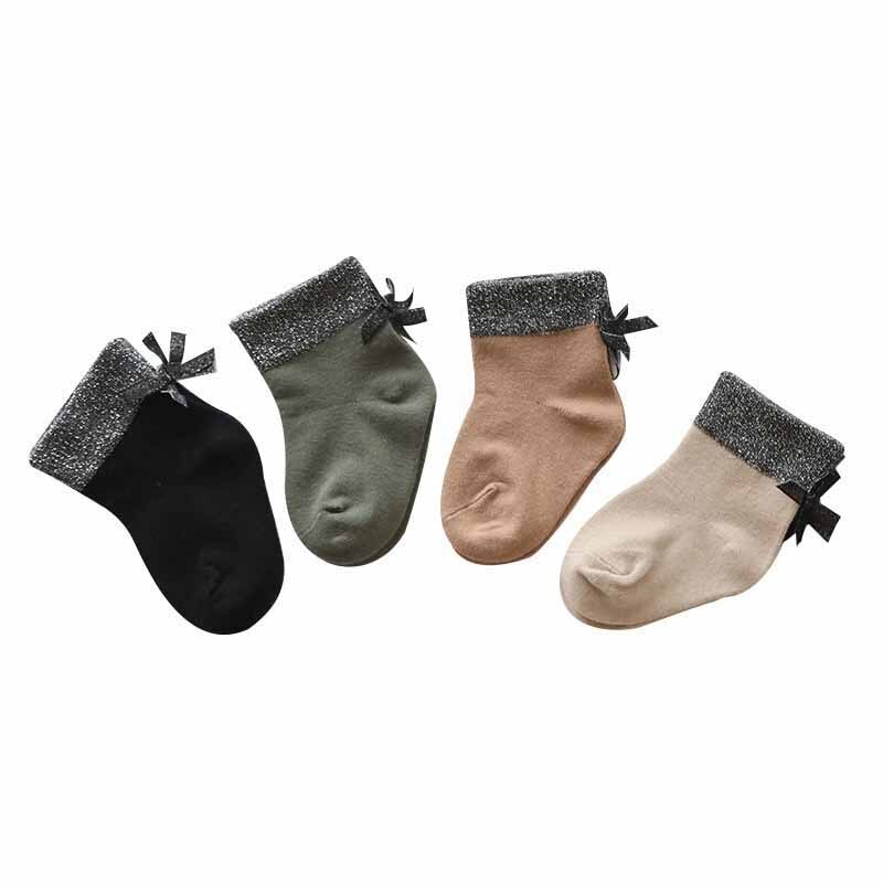 Leuke Boog Glitter Pasgeboren Sokken Zachte Katoenen Baby Meisje Jongen Sokken Skarpetki Winter Warm Pasgeboren Baby Sokken Meia Infantil