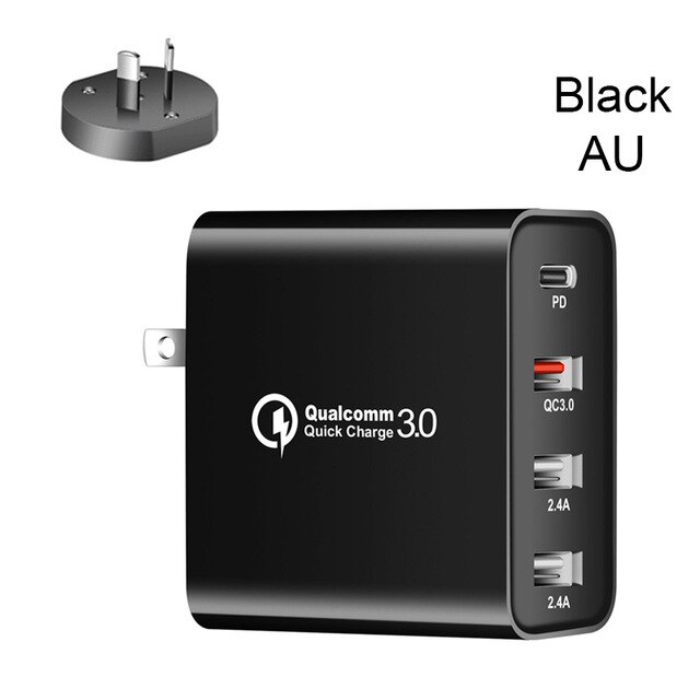 48W Schnell Ladegerät Typ C USB PD Ladegerät für Samsung iPhone XS Max Huawei iPad Pro QC 3,0 Schnelle wand Ladegerät US EU Stecker Adapter: Black AU