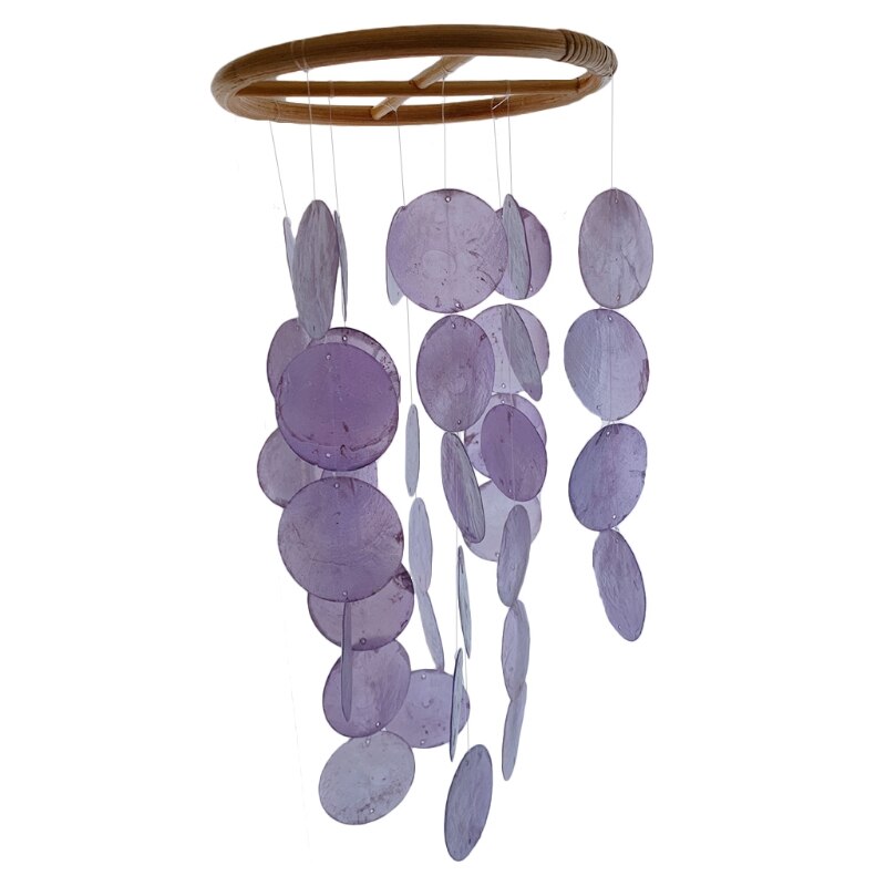 Carillón de viento de concha de estilo nórdico para decoración de la habitación del hogar, campanilla colgante de pared, juguetes para niños, sonajero móvil en la cuna, creativos: Light Purple