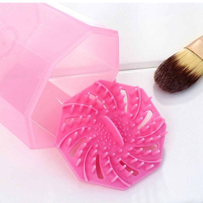 De silicona de base de maquillaje cepillo limpiador y Drye caja de maquillaje cepillo almohadilla limpiadora brocha para limpieza de maquillaje Gel alfombrilla de limpieza de herramientas de mano