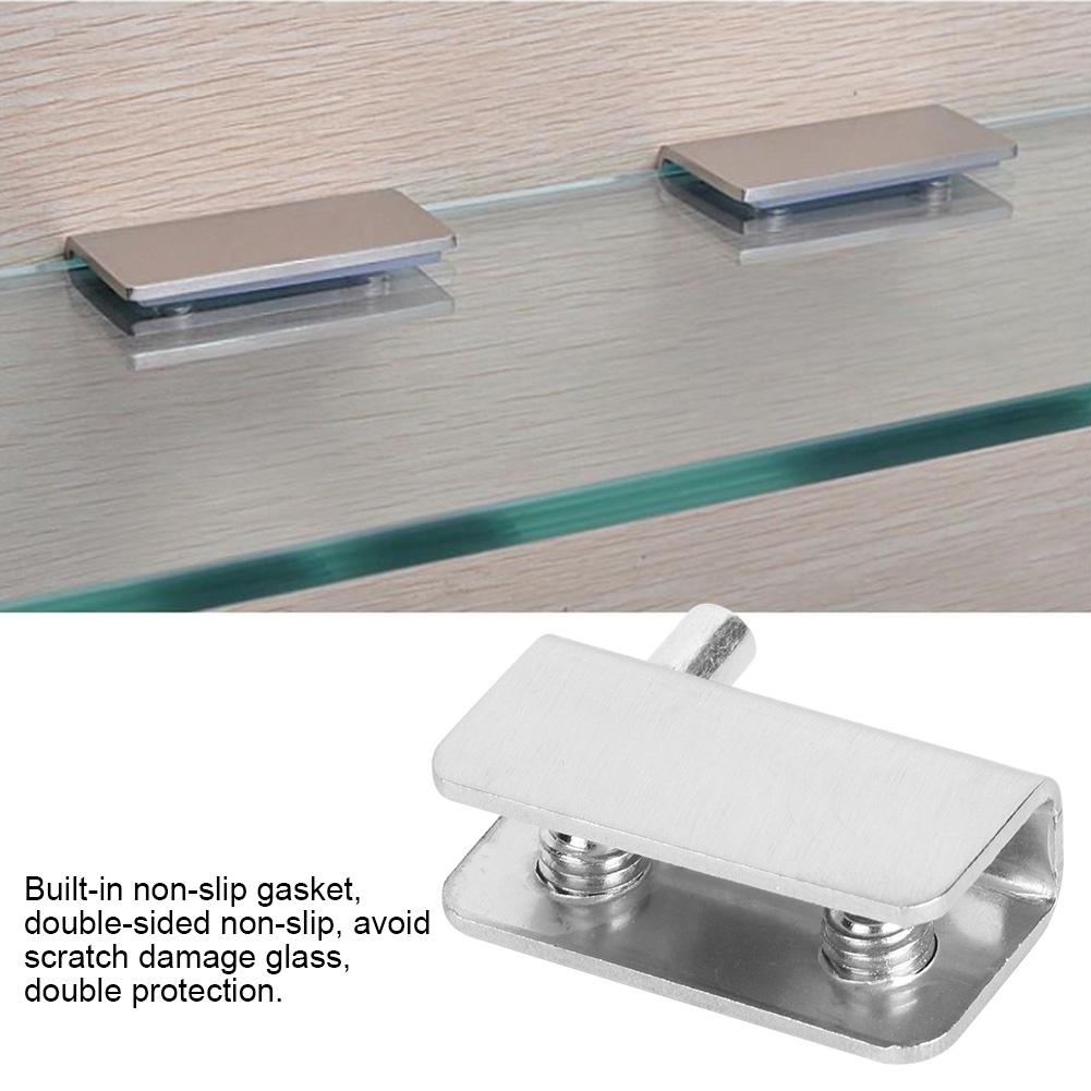 10 pièces en acier inoxydable verre pince support verre vitrine porte fixation pince 4x2x1.3cm