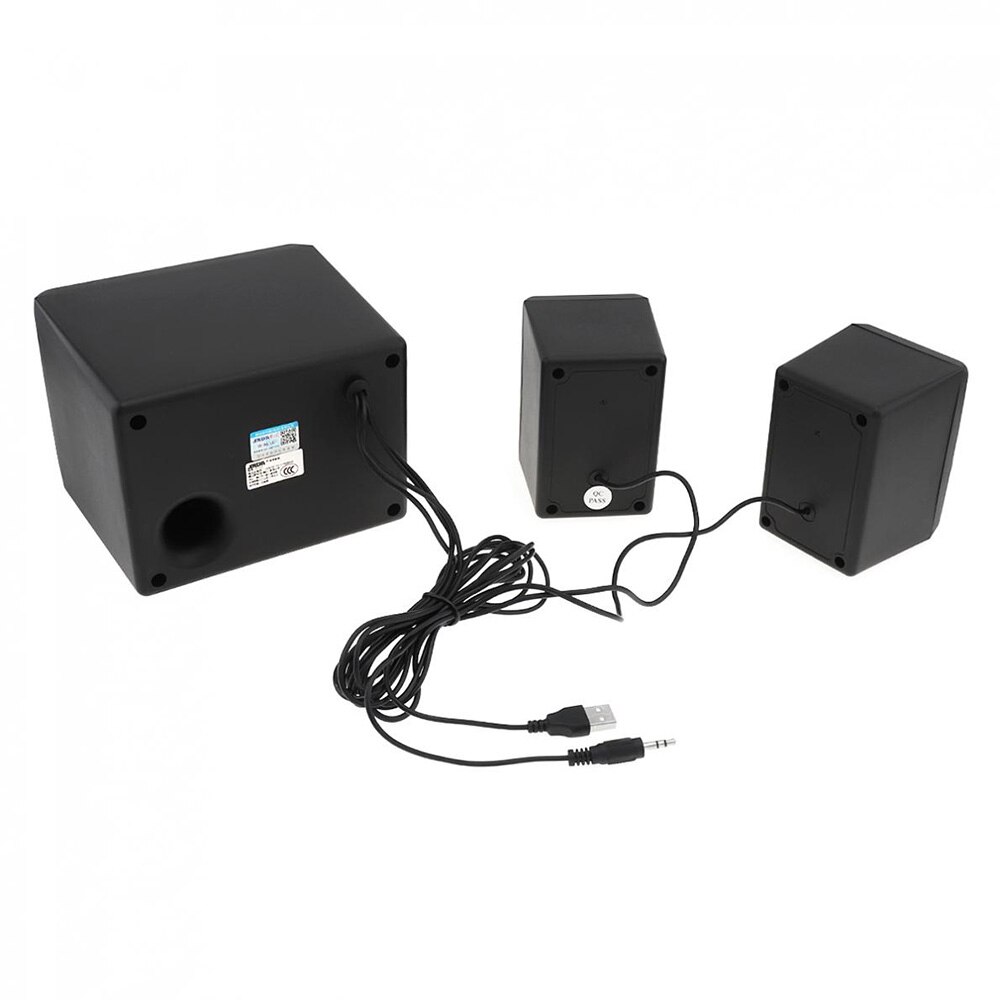 SADA D-211 3 in 1 Home Speaker Set 3.5mm Wired Speakers Portable Music Player Subwoofer USB Powered Home Theater (Black)