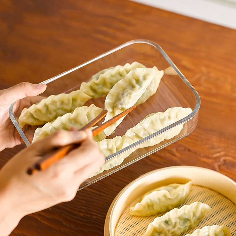 Glas Lebensmittel Behälter mit Silikon Deckel Lager Kasten Mittagessen Bento Oragnizer Küche Zubehör Geschirr Mikrowelle Vorhanden Werkzeuge