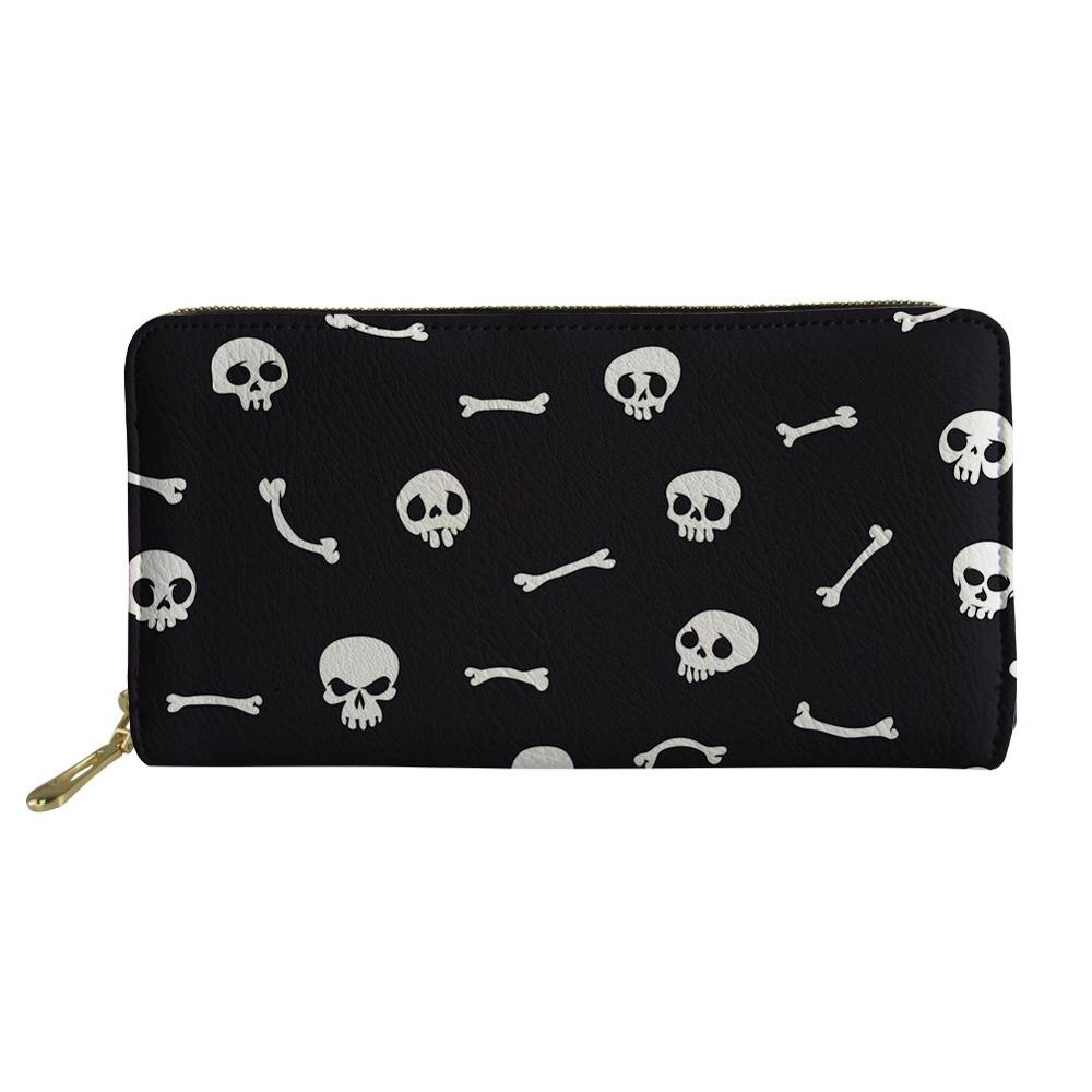 Nopersonality DELL'UNITÀ di elaborazione Del Cuoio Del Raccoglitore Della Frizione Delle Donne Per Il Tempo Libero Del Cranio Della Borsa Della Stampa Delle Donne Portafogli Lungo Della Moneta Titolari di Carte di Borsa Carteras: L722Z21