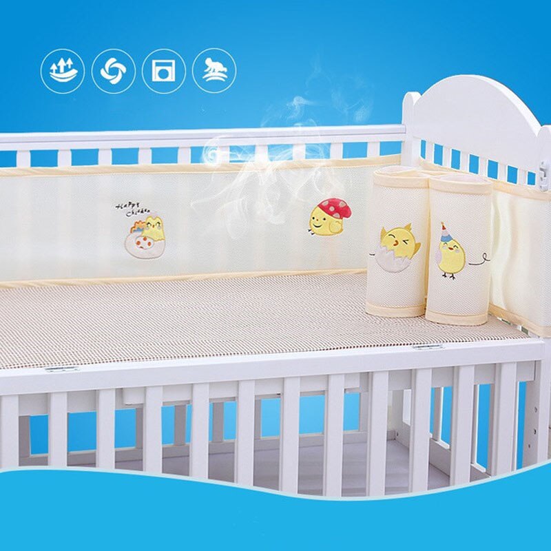 Respirant maille bébé lit pare-chocs détachable coton berceau pare-chocs bébé soins infirmiers berceau protecteur coussinet Long lit pare-chocs été lit