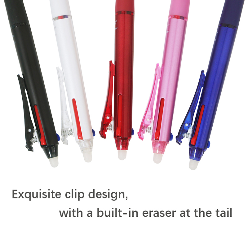Bolígrafo de Gel borrable 3 en 1, 5 colores, 0,7mm, tinta mágica roja, azul y negra, escuela, oficina, papelería de escritura Kawaii multifuncional