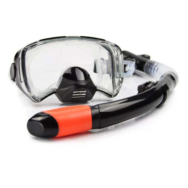 Diving Mask Diving Fins Snorkeling Tube Set Men Women Shoes Swim Glasses Adult Long Flippers Sports Equipment: Black