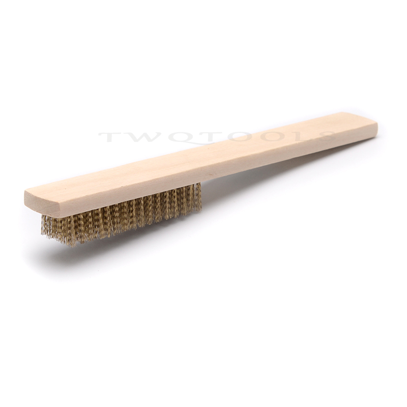 Messingbürste für Metall, Holz, Auto, Werkzeug, Reinigung, Rost, Farbentfernung, weiche Messingdraht-Kratzbürste mit Holzgriff