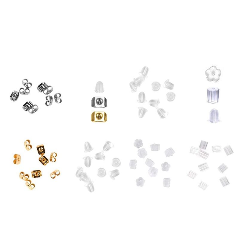 300 Pcs arete Backs, Arete Backings 3 estilos arete Back Clips forma de bala arete Backs mariposa Metal Silicona