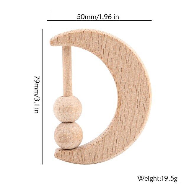 1Pc Baby Speelgoed Houten Rammelaar Dier Vogels Maan Ring Bpa Gratis Montessori Educatief Speelgoed Peuter Rammelaar Newnorn Voor kinderen Speelgoed: Moon Rattle