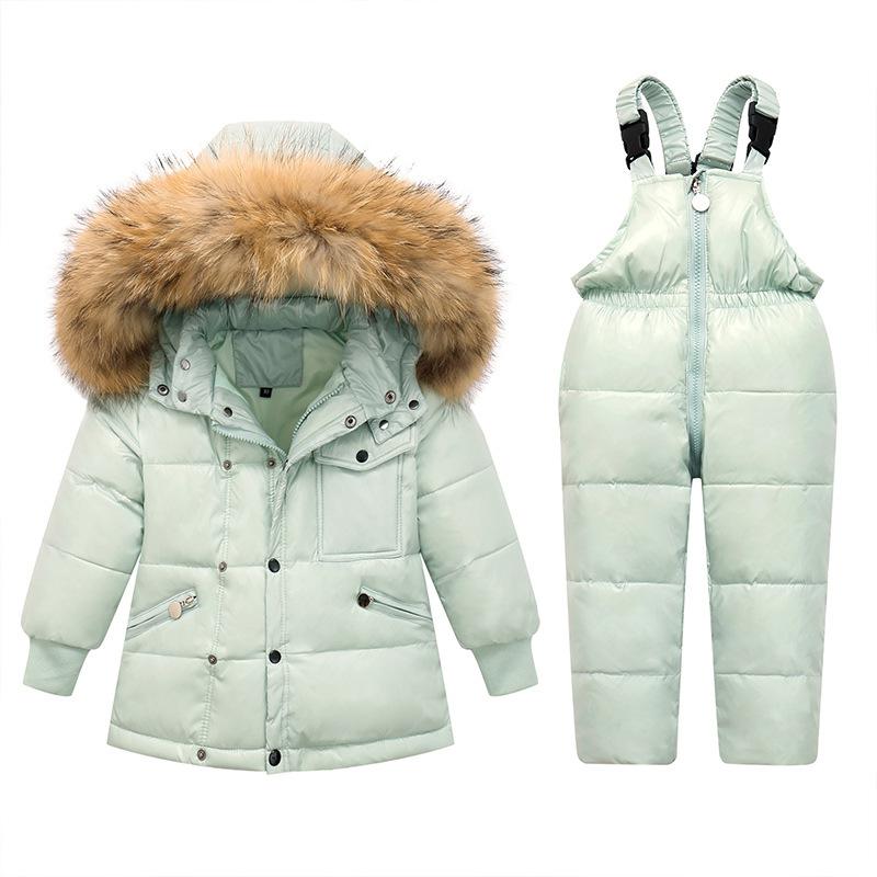 Manteau d'hiver russe pour filles, vêtements d'extérieur pour enfants, combinaison parka à capuche, fourrure, neige épaisse: green / 5T