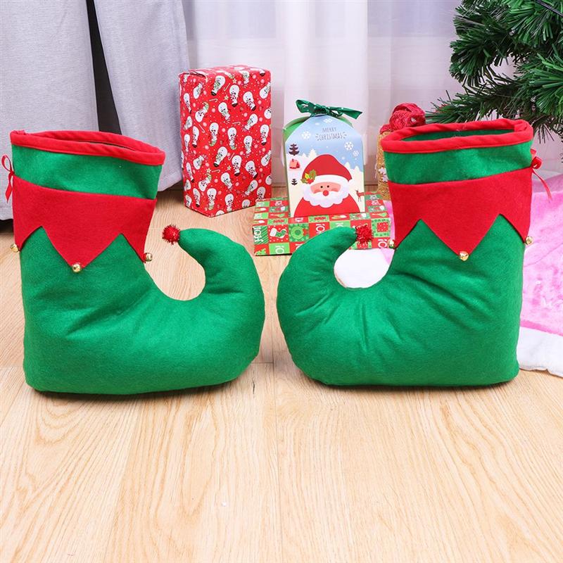 3 stk / sæt jul elf sko jul hat alf kostume jul elf sko jul hat prom kjole alf dragt (rød grøn)