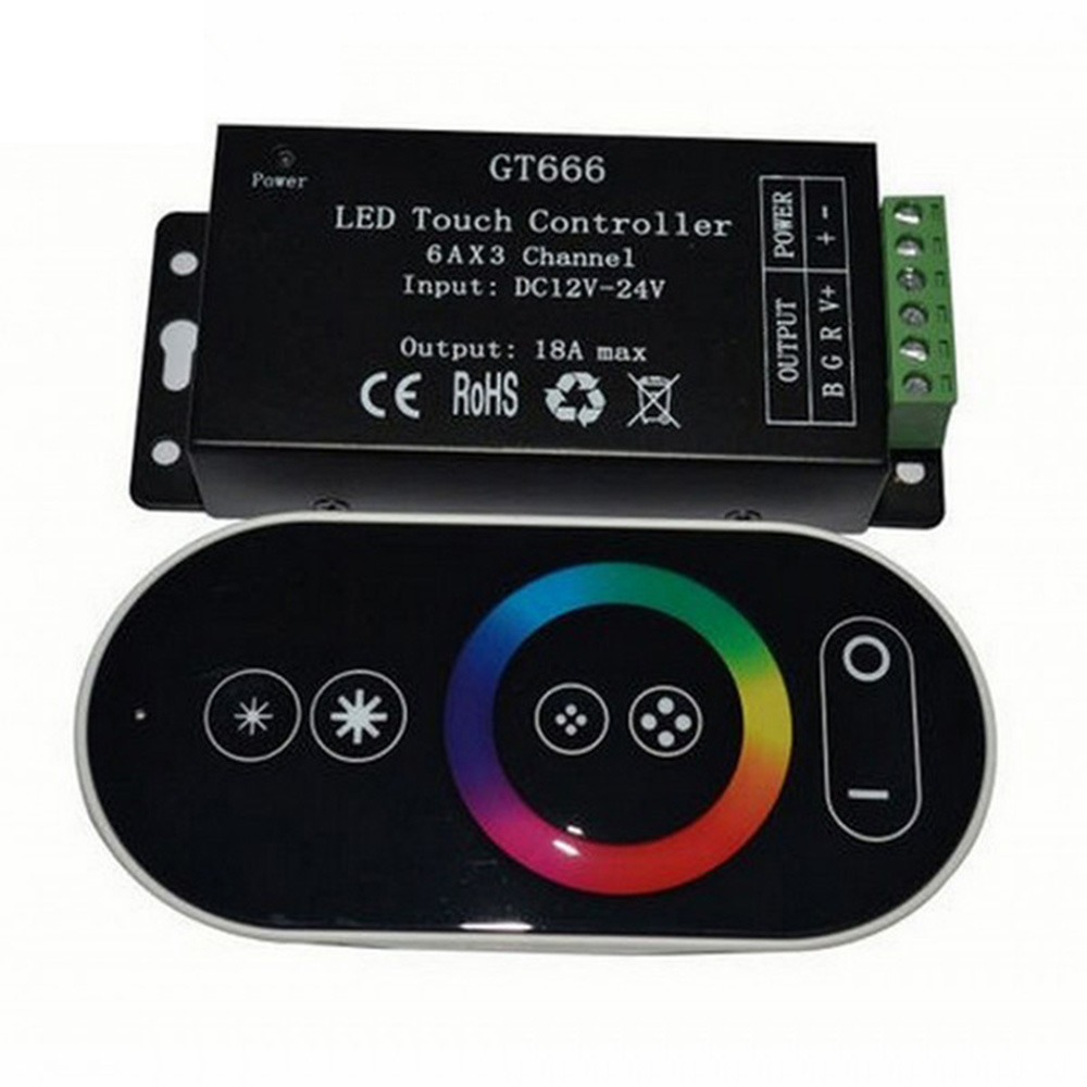 DC12V-24V Led Controller 6Ax3channel 18A RF Wireless Touch RGB Controller Touch Panel Dimmer Voor Led Strip Licht Tape