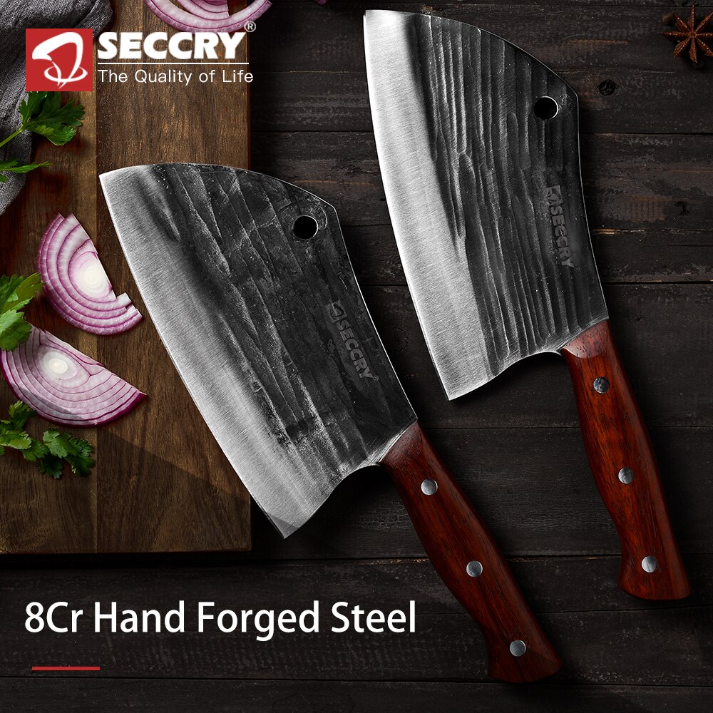 SECCRY Wykonany ręcznie kute 8Cr14Mov stali nóż kuchenny tasak nóż nóż rzeźnicki szef kuchni nóż robić krojenia noże robić cięcia kości DC07