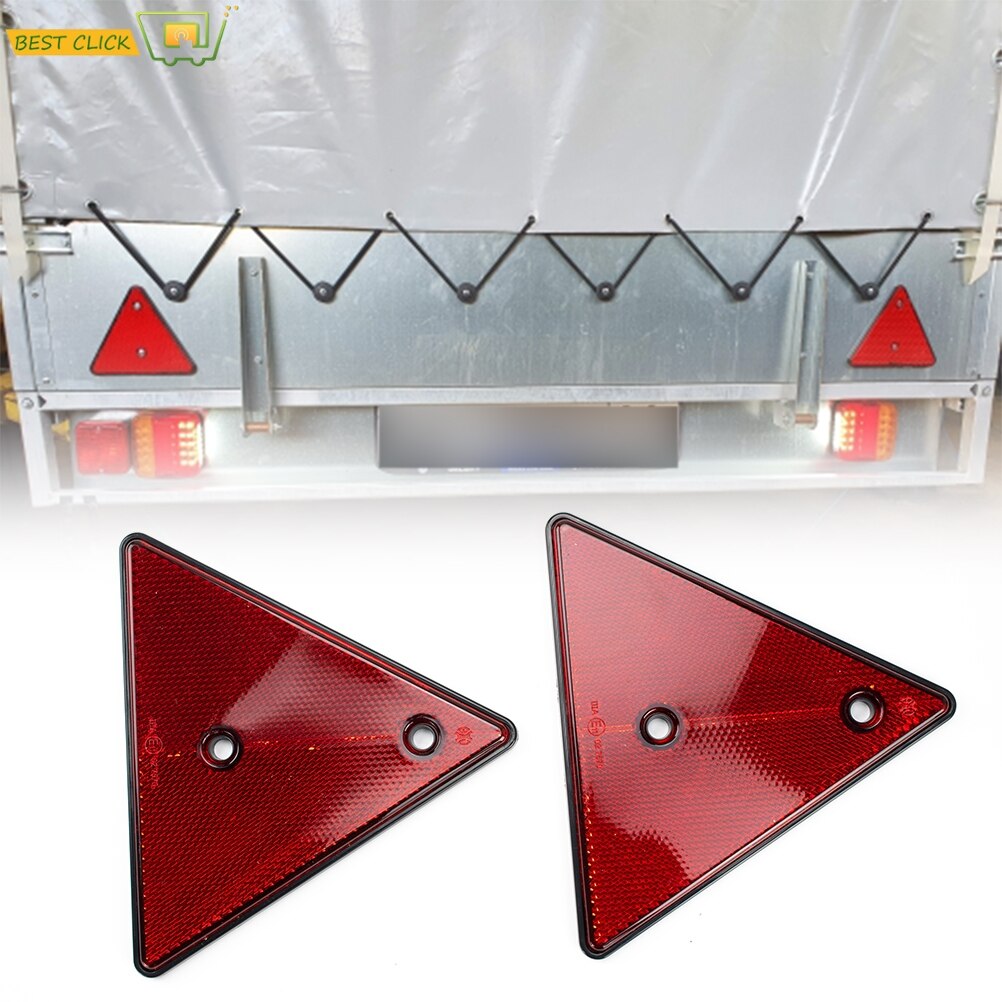 2X Triangle Reflector Red Reflective Triangular Safety Warning Reflectors for Trailer RV Camper Caravan Boat Lorry Truck Tractor