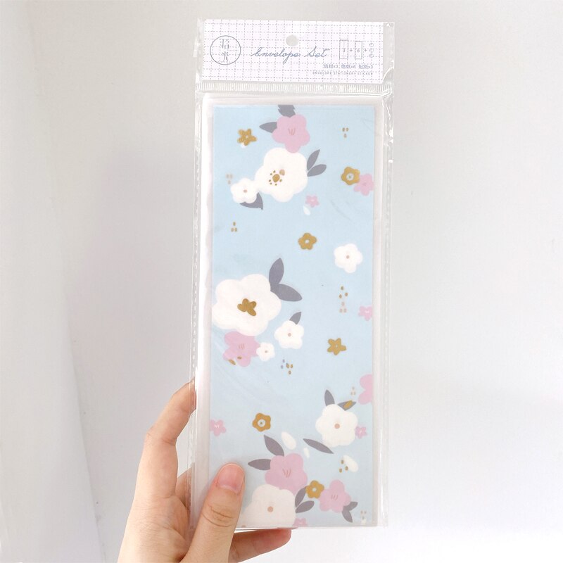 12pack Hyuna Little Flower Series Sulfuric Acid Paper Letterhead Pure Heart Dream Art Illustration 3 Envelope 6 Letter Paper set: Candy florets