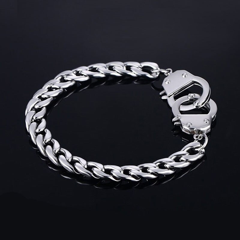 Handcuffs Bracelets Mens Jewerly Chian on Hand Couple Bracelets Women's Stainless Steel Bracelet for Womens