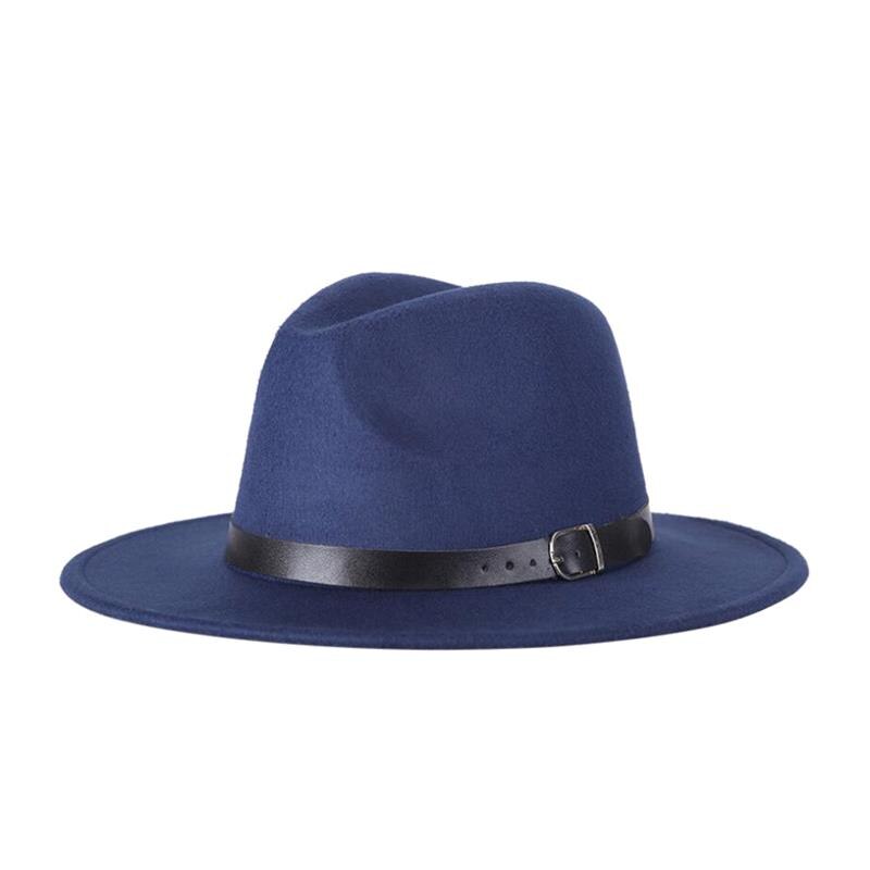 Sombrero de ala ancha de fieltro para mujer, gorro cálido Vintage, accesorios de ropa de viaje para , Invierno: dark blue