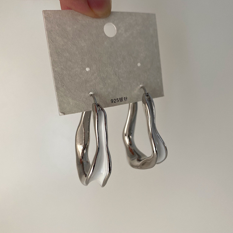 Huanzhi  s925 fargerike dryppende oljebøyle øredobber metall geometrisk uregelmessig gullfarge til kvinner jenter festsmykker: B