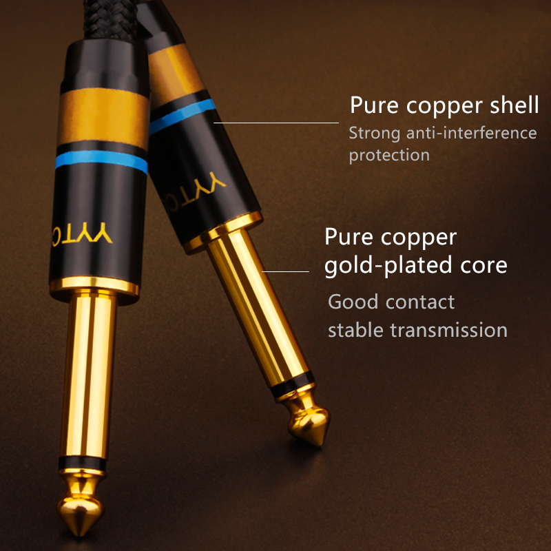 Cable auxiliar para guitarra, conector de Audio de 6,5mm a 6,5mm, 6,5mm, para mezclador de guitarra estéreo, amplificador y altavoz