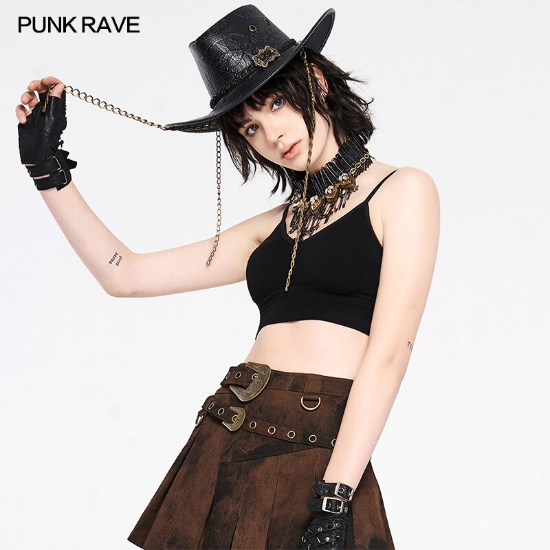 PU carved cowboy hat Punk Rave WS-359MZF