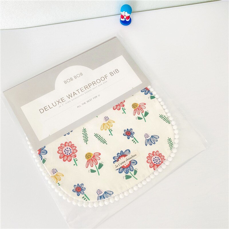 Baby and Little Kid Waterproof Bib Waterproof Drool Daby Feeding Supplies Lovely Cartoon Pattern Floral and Goose