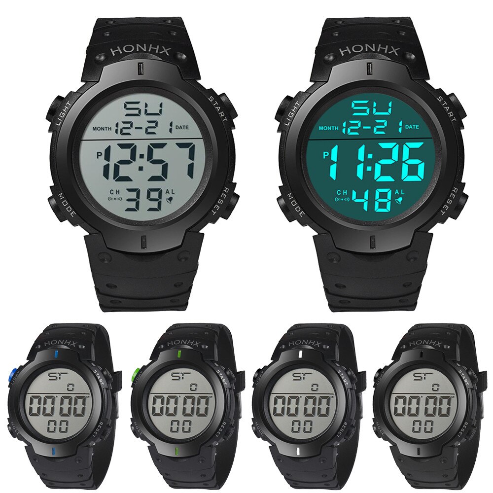 Wasserdicht männer Junge Lcd Digital Stoppuhr Datum Gummi Sport Armbanduhr lässig Uhr Neue Reloj de moda # GM