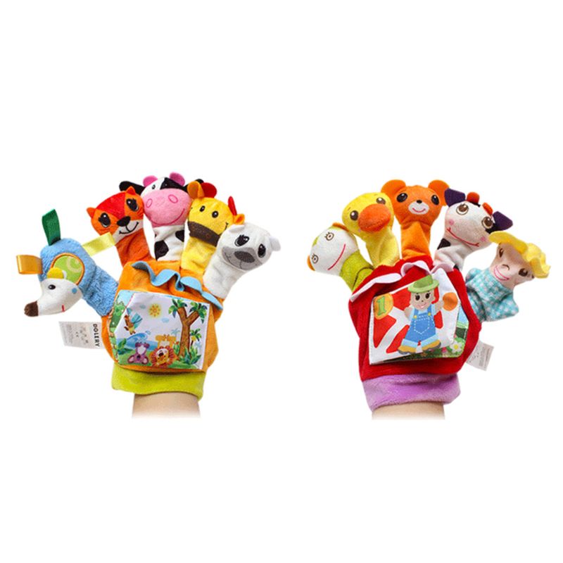 Cartoon Tier Finger Puppe Handpuppen Handschuh Plüsch Spielzeug Baby Frühe Bildung Spielzeug