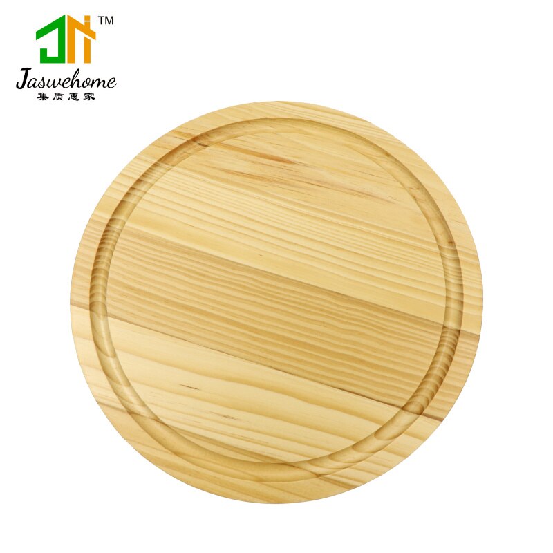 Jaswehome cheese boards pine wood round cutting board solid wood chopping block chopping board with juice groove